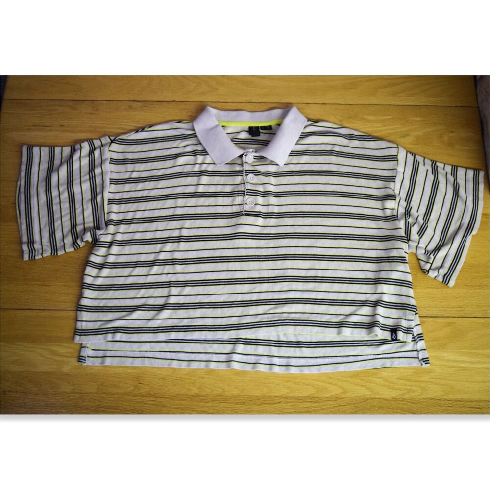 Volcom Womens Size XS 0-2 Cropped Polo Collar Top Streetwear Baggy Oversized EUC